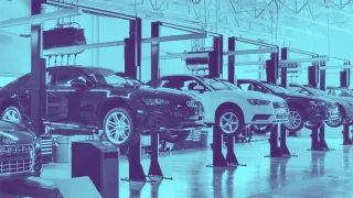 Automotive dealership service bay
